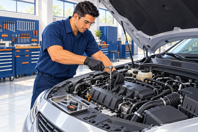Engine and transmission removed for workshop service