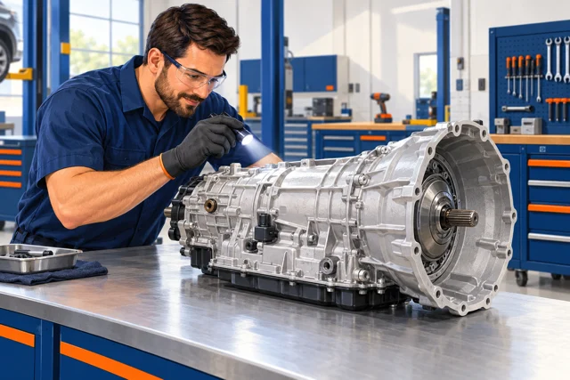 Automotive service in a repair workshop